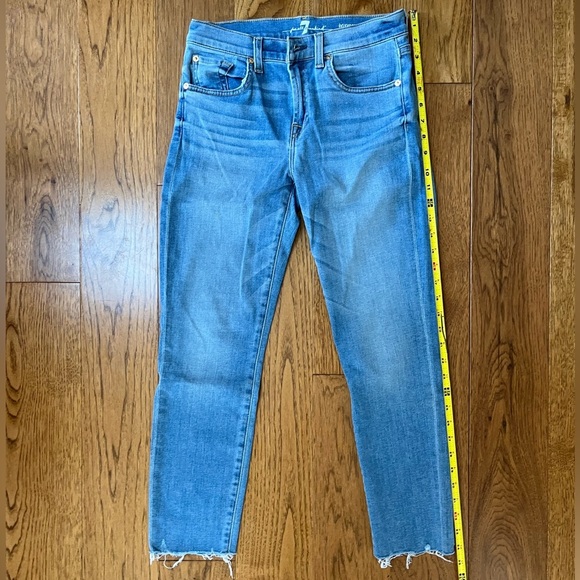 7 For All Mankind Roxanne Ankle Raw Hem Women's Blue Jeans - Picture 4 of 8